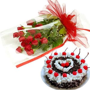 Bunch of Roses n Black Forest Cake